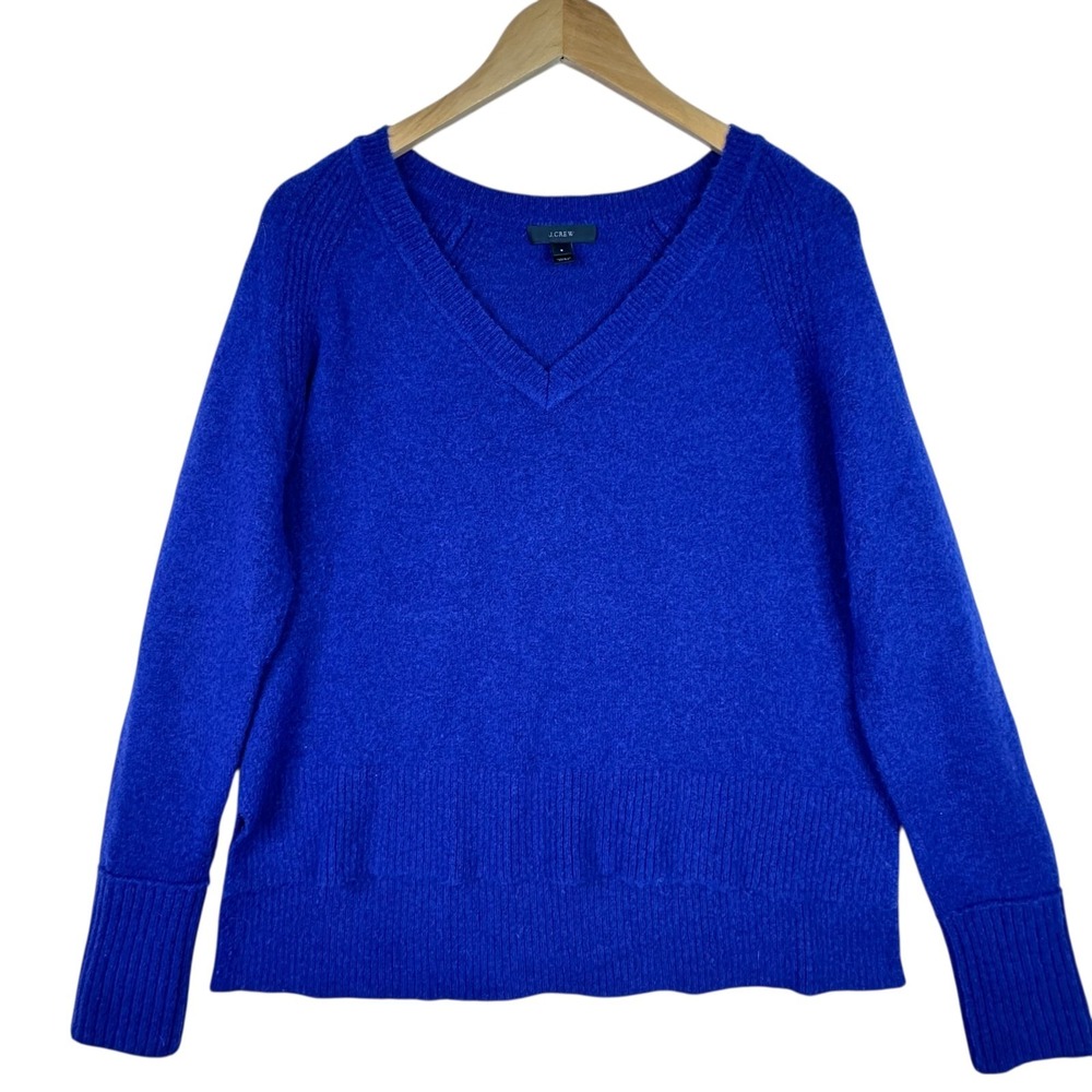J.Crew Merino Alpaca Sweater Purple Raglan Sleeve High-Low Rib Hem S Relaxed‎